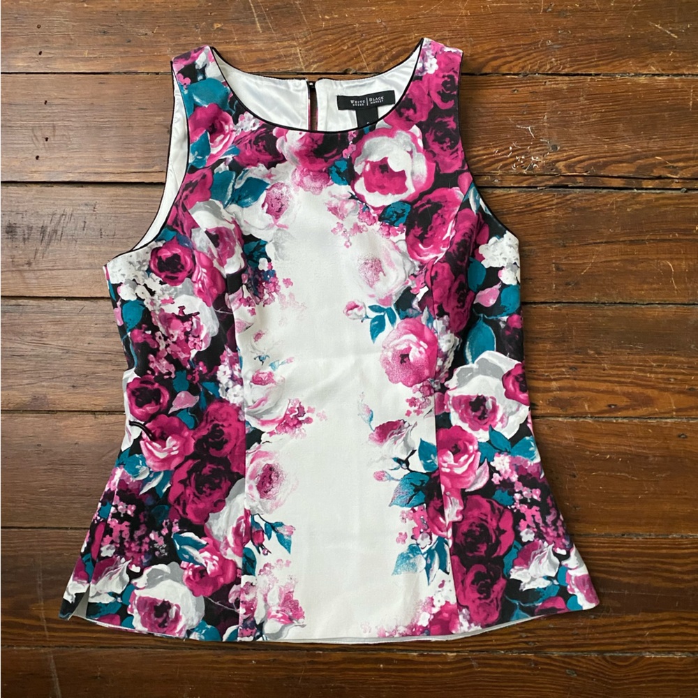 White House black market WHBM  Floral love story bodice sleeveless top size 8